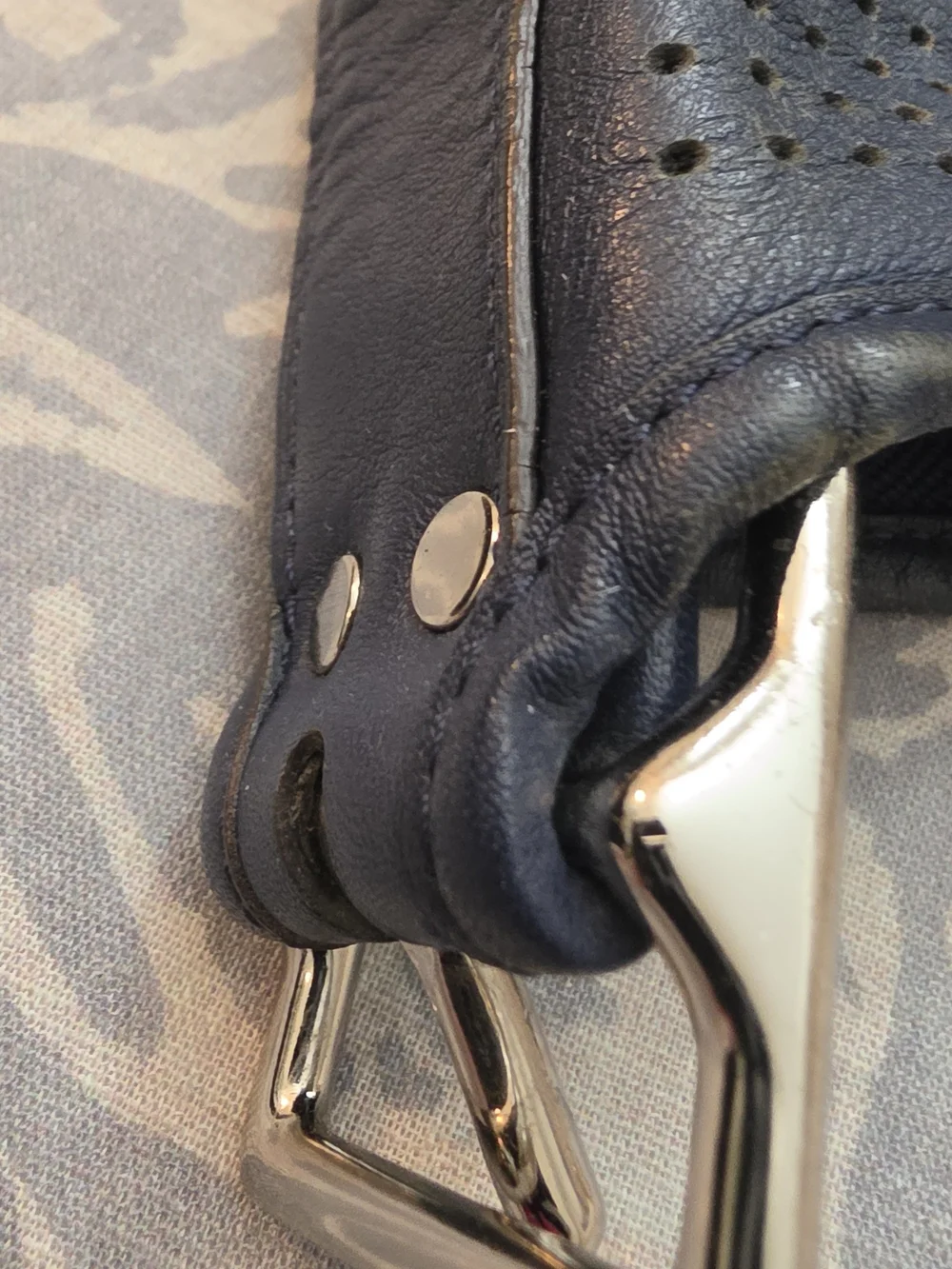 Coach Perforated Legacy Leather Bucket Bag in Navy No Strap